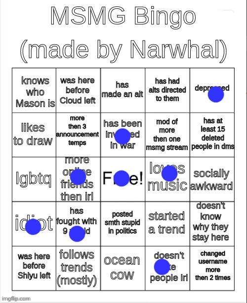 image tagged in msmg bingo | made w/ Imgflip meme maker