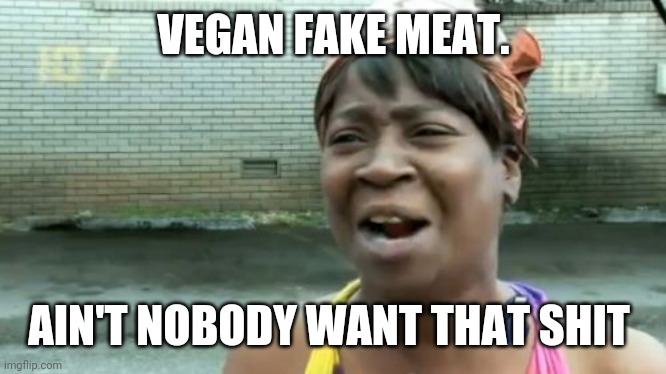 Not in my house. | VEGAN FAKE MEAT. AIN'T NOBODY WANT THAT SHIT | image tagged in memes | made w/ Imgflip meme maker