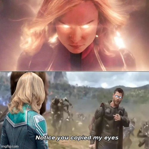 Except he's 1500 yrs old and she was in college in the 90s | image tagged in marvel,captain marvel,thor,notice you copied my beard,avengers infinity war | made w/ Imgflip meme maker