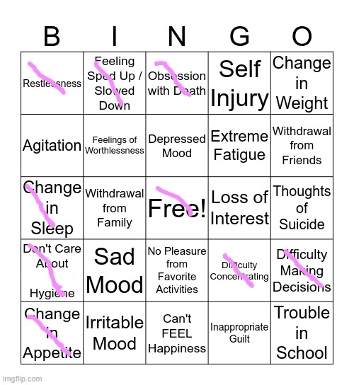 oh wow | image tagged in depression bingo 1 | made w/ Imgflip meme maker