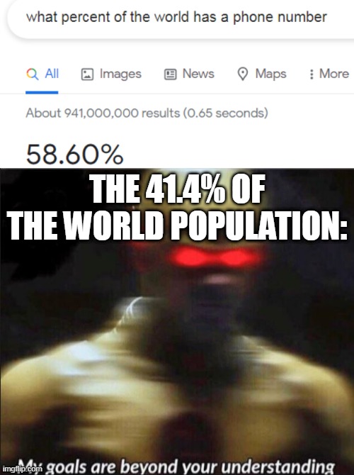 THE 41.4% OF THE WORLD POPULATION: | image tagged in my goals are beyond your understanding | made w/ Imgflip meme maker