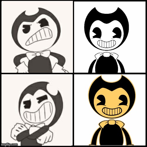 this is my opinion. i feel like yellow bendy is better than white bendy. witch would you guys prefer and tell us in the comments | image tagged in bendy drake,bendy,is,the,best | made w/ Imgflip meme maker