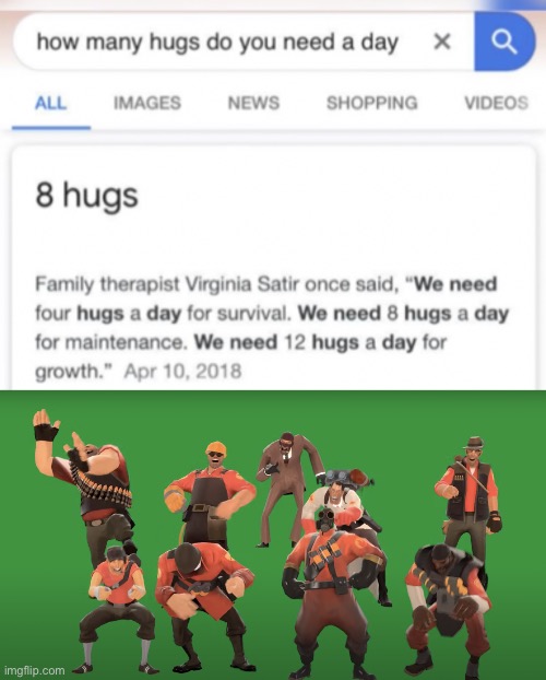 insert very original joke about hugs here | image tagged in tf2 laugh | made w/ Imgflip meme maker