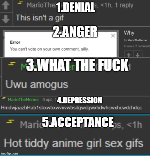 High Quality 5 stages of grief (by air) Blank Meme Template