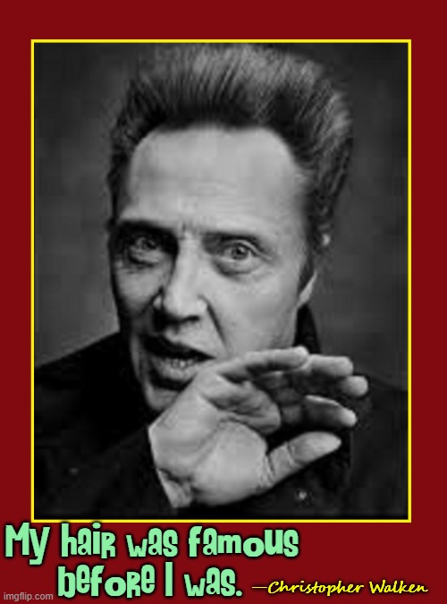 "Did I Say That?" —Christopher Walken | "My hair was famous
before I was."; —Christopher Walken | image tagged in vince vance,hair,memes,christopher walken,quotes,needs more cowbell | made w/ Imgflip meme maker