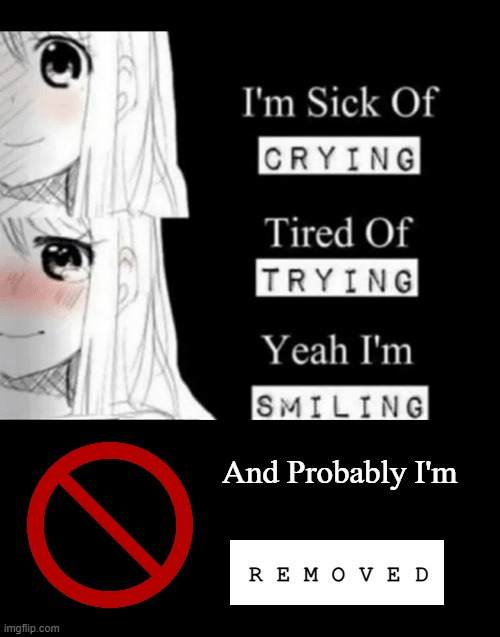 I'm Not So Bad | And Probably I'm; R E M O V E D | image tagged in i'm sick of crying,im so glad i grew up with this but damn this is better | made w/ Imgflip meme maker