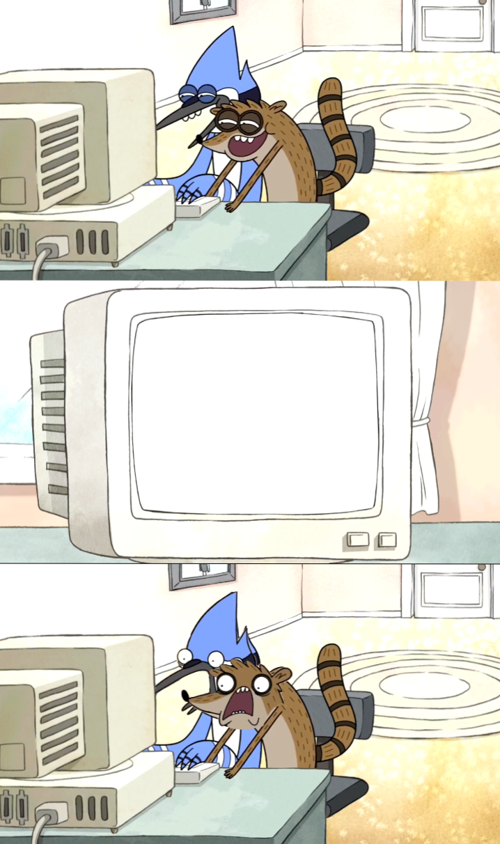 Moredecai and Rigby surfing the web Blank Meme Template