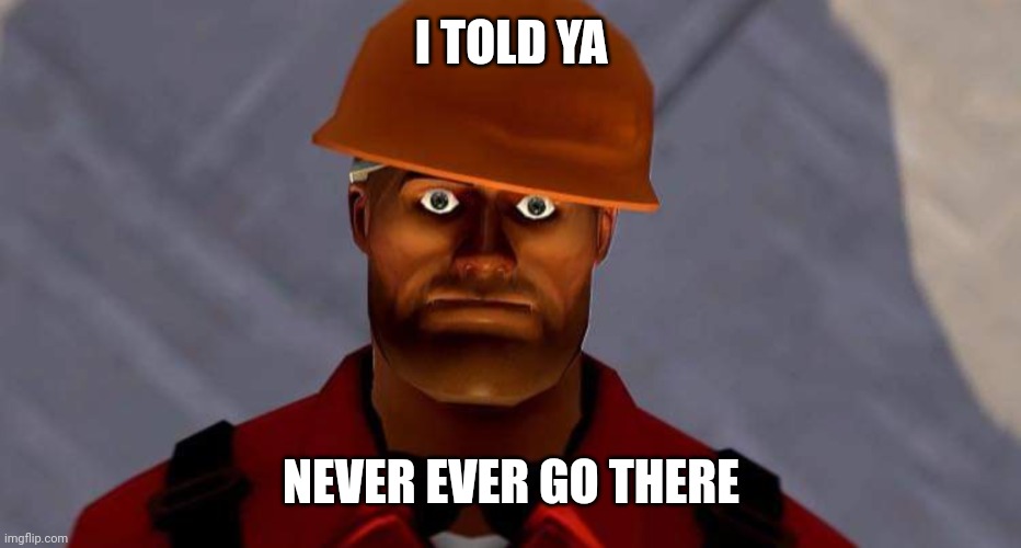 engi | I TOLD YA NEVER EVER GO THERE | image tagged in engi | made w/ Imgflip meme maker