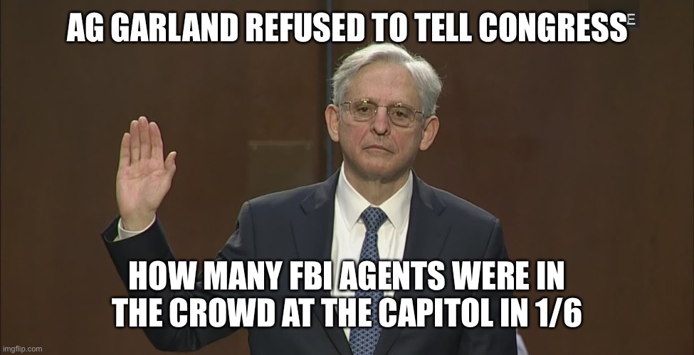 Do you get it yet? | AG GARLAND REFUSED TO TELL CONGRESS; HOW MANY FBI AGENTS WERE IN THE CROWD AT THE CAPITOL IN 1/6 | image tagged in merrick garland,congress,fbi agents,jan 6,how many,refused to tell | made w/ Imgflip meme maker