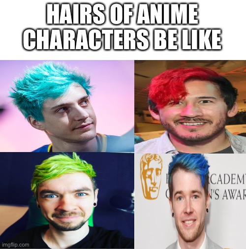 Blank White Template | HAIRS OF ANIME CHARACTERS BE LIKE | image tagged in blank white template | made w/ Imgflip meme maker