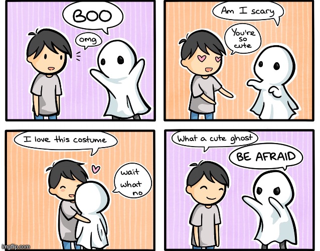 awww lol | image tagged in comics/cartoons,funny,ghosts,halloween,cute | made w/ Imgflip meme maker