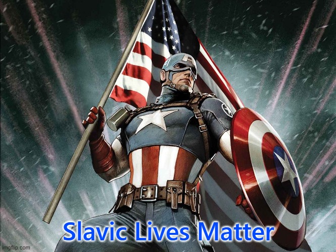 Captain America Flag Shield | Slavic Lives Matter | image tagged in captain america flag shield,slavic | made w/ Imgflip meme maker