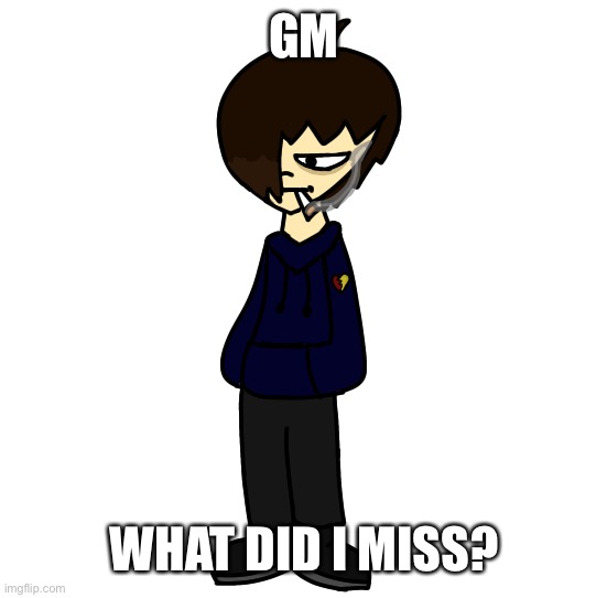 Funni timezone | GM; WHAT DID I MISS? | image tagged in my guy hits the emo stage basically swapfell dan because yes | made w/ Imgflip meme maker