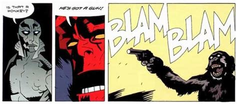 High Quality Hellboy monkey with a gun Blank Meme Template