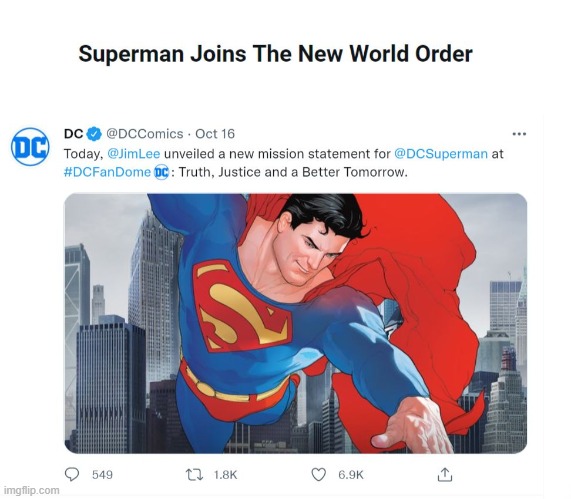 Superman Joins The New World Order | image tagged in superman,nwo,dc comics | made w/ Imgflip meme maker