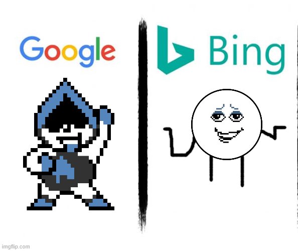 Google v. Bing | image tagged in google v bing | made w/ Imgflip meme maker