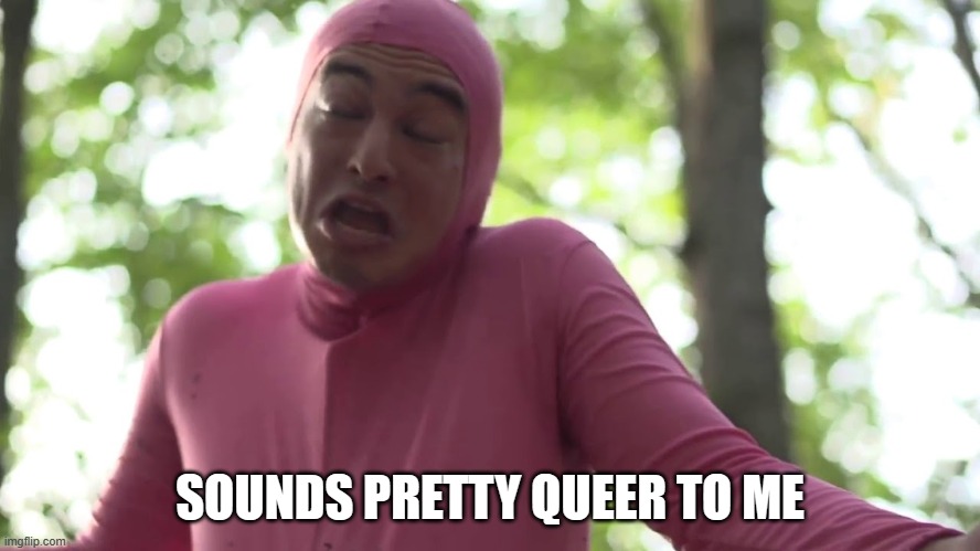 Sounds pretty gay | SOUNDS PRETTY QUEER TO ME | image tagged in sounds pretty gay | made w/ Imgflip meme maker