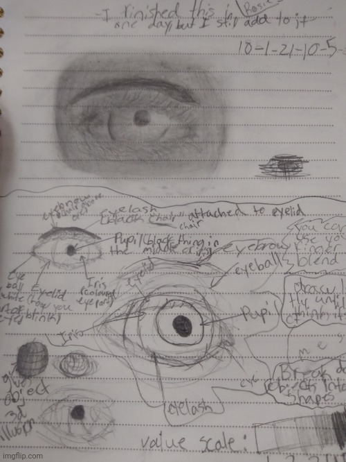 Eye drawing but I added notes | made w/ Imgflip meme maker