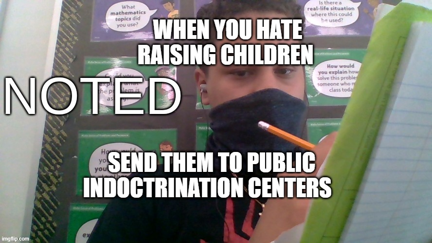 WHEN YOU HATE RAISING CHILDREN; SEND THEM TO PUBLIC INDOCTRINATION CENTERS | image tagged in 7 grand memer 64 noted | made w/ Imgflip meme maker