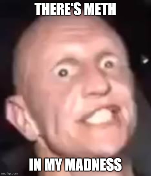 Meth , Not even once | THERE'S METH IN MY MADNESS | image tagged in meth not even once | made w/ Imgflip meme maker