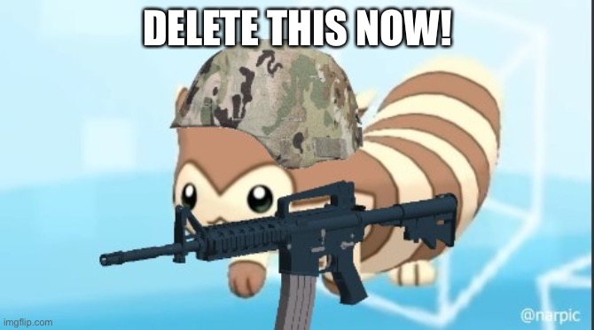 furret army | DELETE THIS NOW! | image tagged in furret army | made w/ Imgflip meme maker