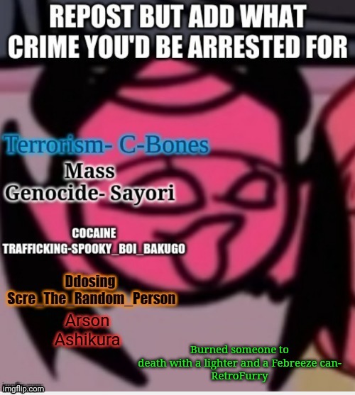 Burned someone to death with a lighter and a Febreeze can-
RetroFurry | image tagged in repost | made w/ Imgflip meme maker