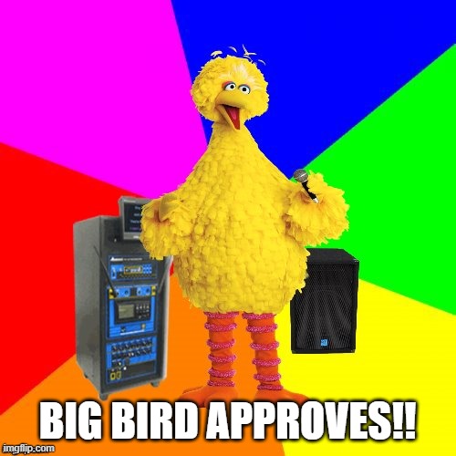 Wrong lyrics karaoke big bird | BIG BIRD APPROVES!! | image tagged in wrong lyrics karaoke big bird | made w/ Imgflip meme maker