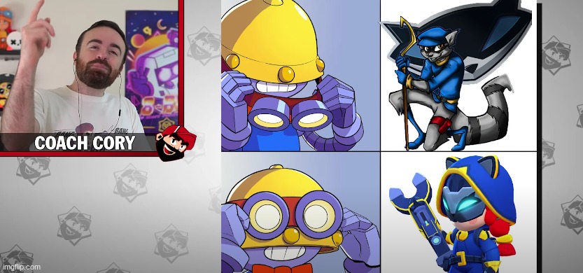 HOLY FK! They put in sly cooper in coach cory's meme review! I am so happy now :D | image tagged in brawl stars,sly cooper | made w/ Imgflip meme maker