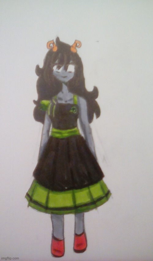 then i drew my fantroll and she looks kinda creepy tbh | made w/ Imgflip meme maker