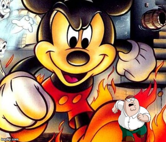 Mickey Mouse is Satan | image tagged in mickey mouse is satan,running | made w/ Imgflip meme maker