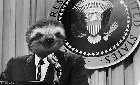 Sloth President | image tagged in sloth president | made w/ Imgflip meme maker