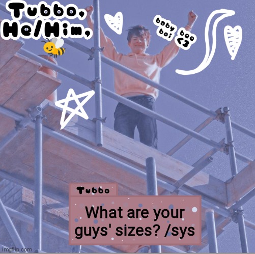 What are your guys' sizes? /sys | image tagged in tubbo | made w/ Imgflip meme maker