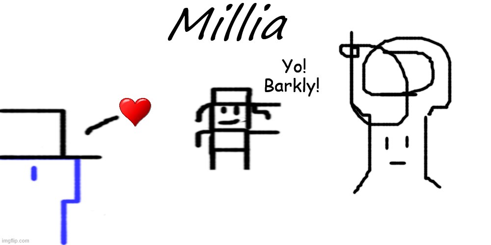 Finally, Millia! (early sketch) | Millia; Yo! Barkly! | image tagged in blank white template,millard series | made w/ Imgflip meme maker