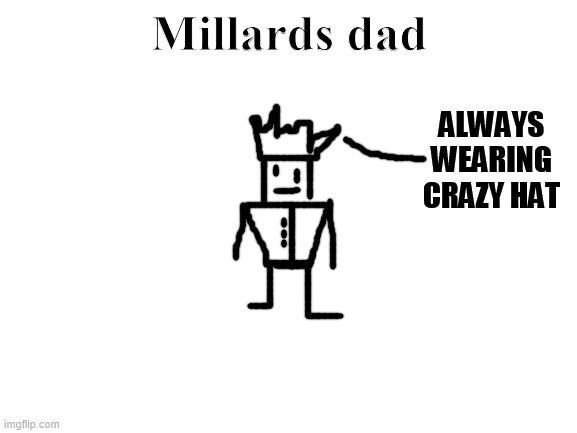 Millard and Barty's Dad! | Millards dad; ALWAYS WEARING CRAZY HAT | image tagged in blank white template,millard,millard series | made w/ Imgflip meme maker