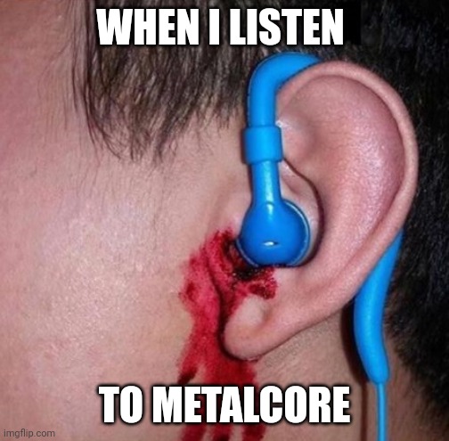 Ear bleed | WHEN I LISTEN; TO METALCORE | image tagged in ear bleed,memes | made w/ Imgflip meme maker