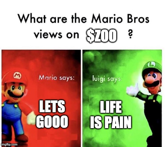 lets gooo | $ZOO; LETS GOOO; LIFE IS PAIN | image tagged in mario bros views,crypto,cryptocurrency,zoo | made w/ Imgflip meme maker