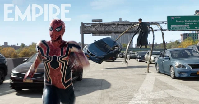 Spider-Man running away from Doc Ock Blank Meme Template
