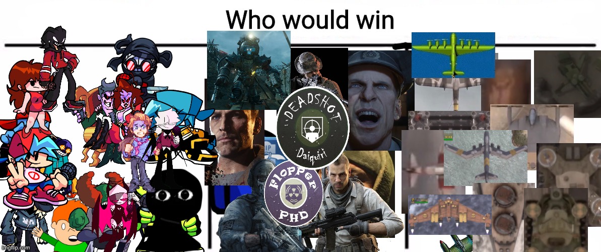Call of duty vs Friday night funkin vs 1942 Joint Strike | image tagged in 3x who would win,crossover,war,fnf,call of duty,who would win | made w/ Imgflip meme maker