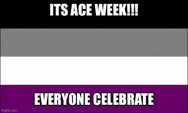 ace flag | ITS ACE WEEK!!! EVERYONE CELEBRATE | image tagged in ace flag | made w/ Imgflip meme maker