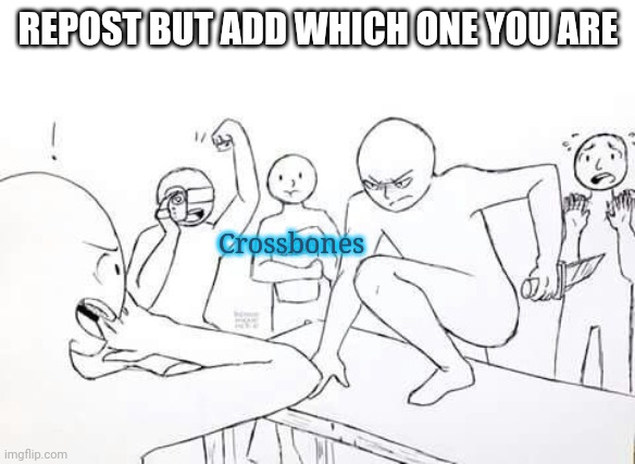 REPOST BUT ADD WHICH ONE YOU ARE; Crossbones | made w/ Imgflip meme maker