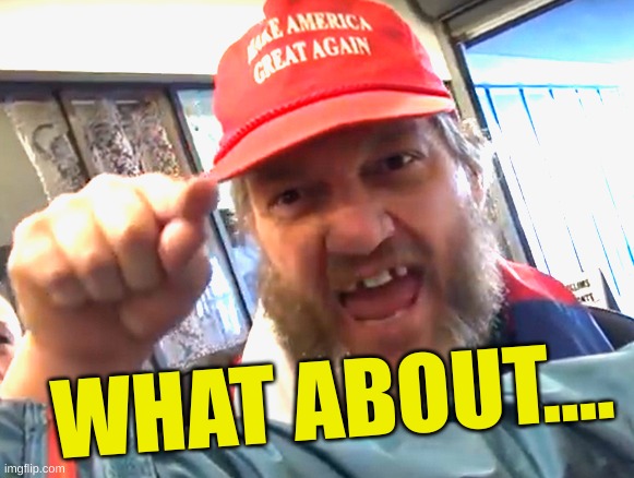 angry trumper | WHAT ABOUT.... | image tagged in angry trumper | made w/ Imgflip meme maker