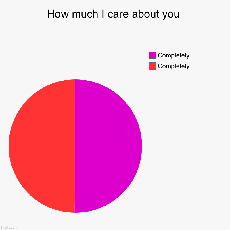 How much I care about you | Completely, Completely | image tagged in charts,pie charts | made w/ Imgflip chart maker