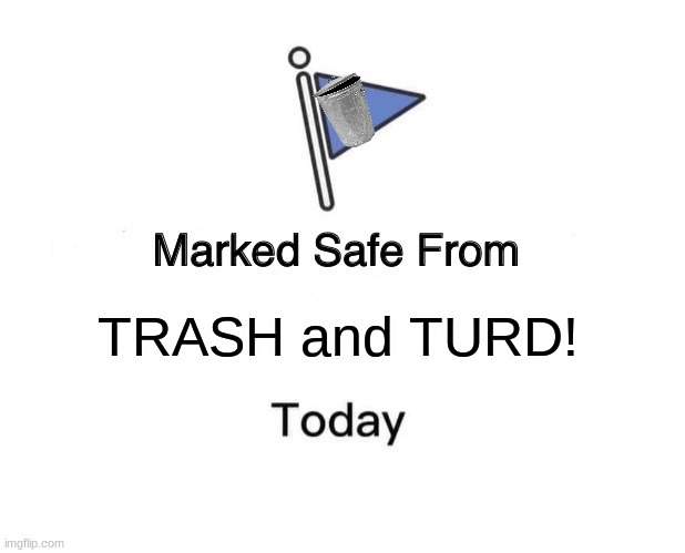 TRASHHSHhSHSH | TRASH and TURD! | image tagged in memes,marked safe from | made w/ Imgflip meme maker