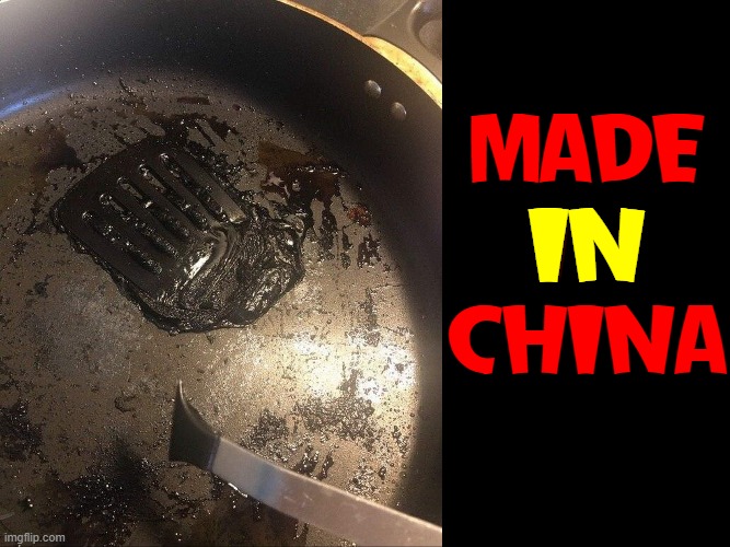 RONCO presents: The Melting Spatula | MADE IN CHINA; IN | image tagged in vince vance,made in china,memes,spatula,melting,quality | made w/ Imgflip meme maker