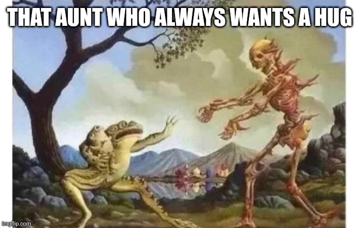 THAT AUNT WHO ALWAYS WANTS A HUG | image tagged in funny memes | made w/ Imgflip meme maker