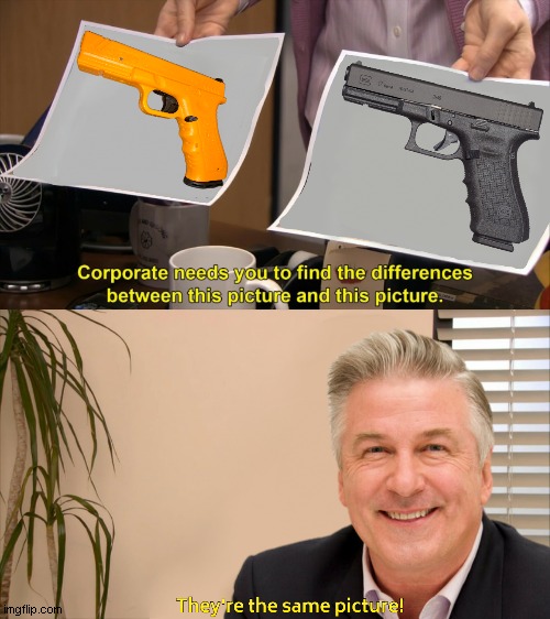 Alec Baldwins Confusion | image tagged in alec baldwin,corporate needs you to find the differences,dark humour | made w/ Imgflip meme maker