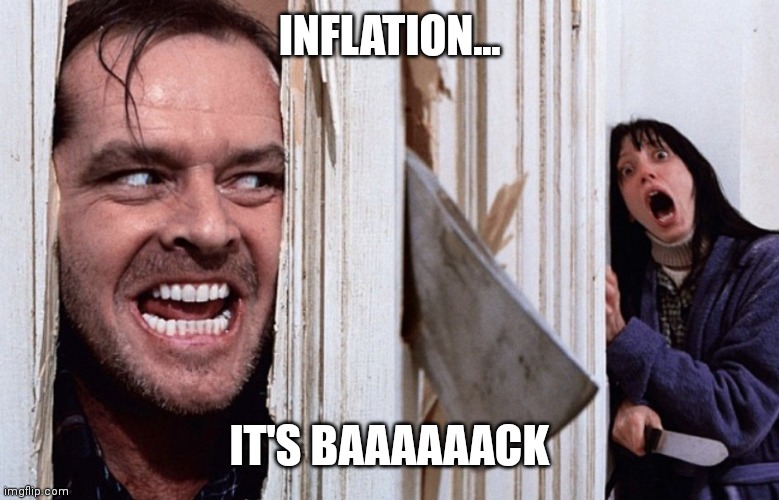 Christmas before Halloween |  INFLATION... IT'S BAAAAAACK | image tagged in christmas before halloween | made w/ Imgflip meme maker