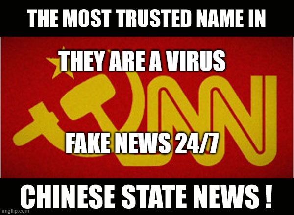CNN and China | THEY ARE A VIRUS; FAKE NEWS 24/7 | image tagged in cnn and china | made w/ Imgflip meme maker