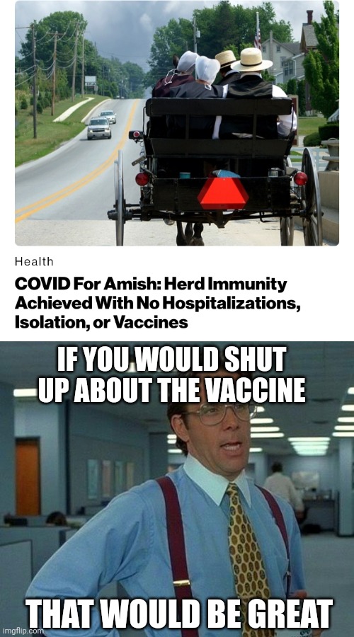 IF YOU WOULD SHUT UP ABOUT THE VACCINE; THAT WOULD BE GREAT | image tagged in memes,that would be great | made w/ Imgflip meme maker