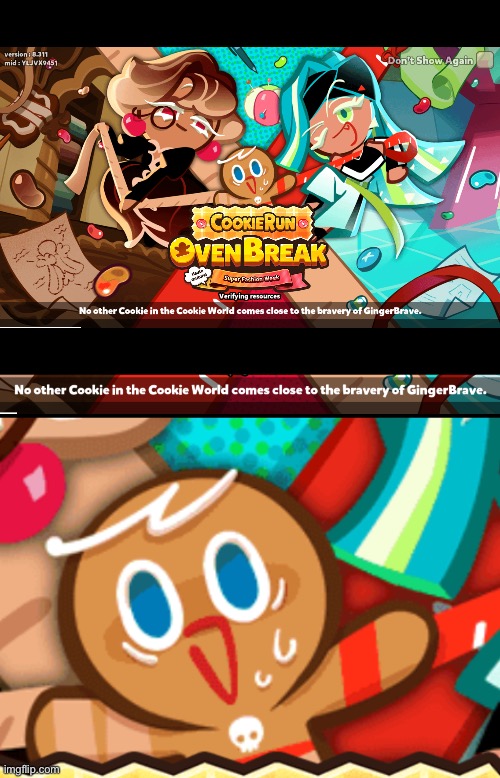 I thought he was brave!? | image tagged in cookie run,ovenbreak,gingerbrave,gaming | made w/ Imgflip meme maker